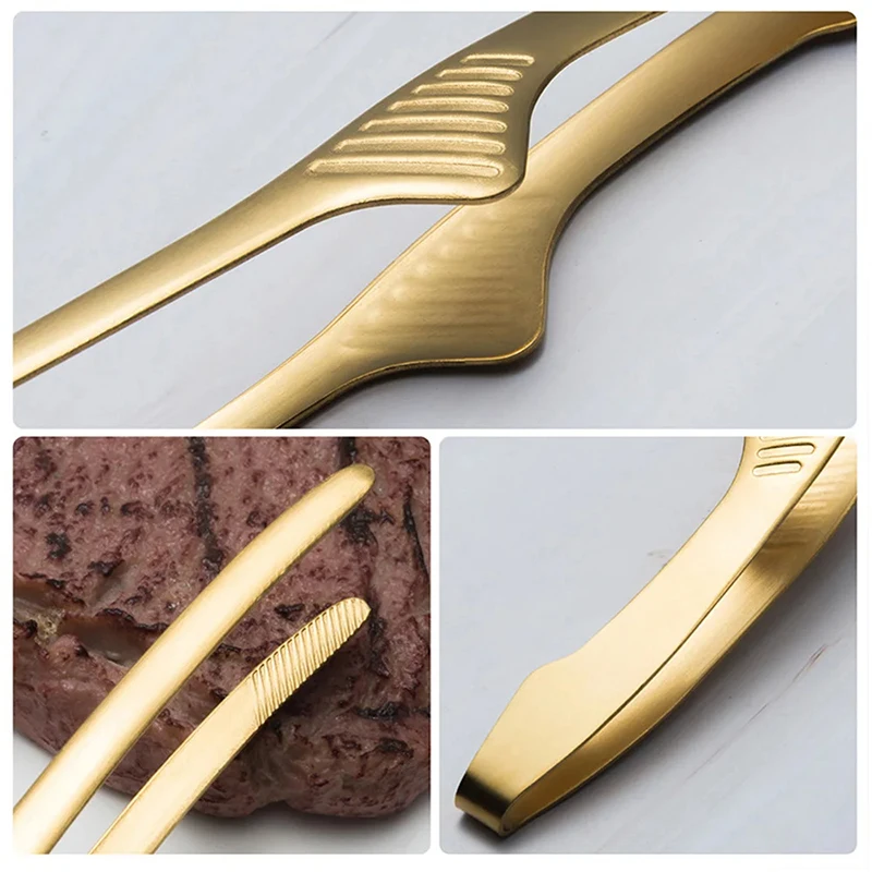 BBQ Food Tongs Barbecue Clip Stainless Steel Kitchen Meat Non-slip Non-Stick Steak Clamp Cooking Tool For Grill Baking