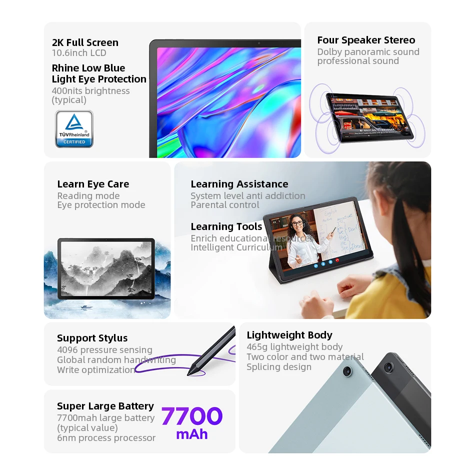 Планшет Lenovo с глобальной прошивкой Xiaoxin Pad 2022 Tab 128 ГБ 64 дисплей 10 6 дюйма