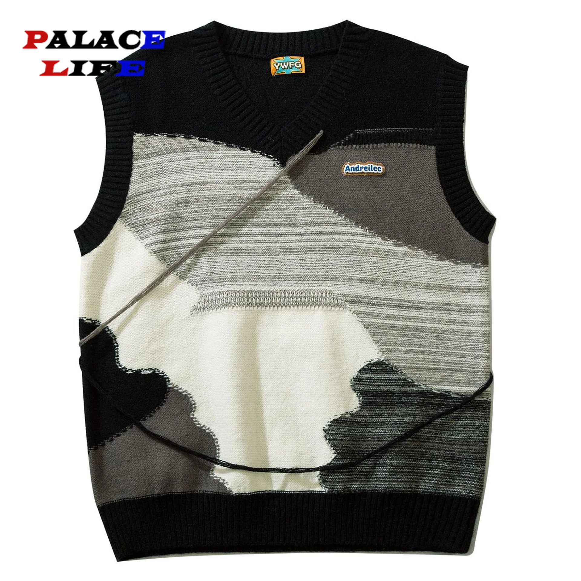 

2022 New Autumn and Winter V-neck Vest Sweater Men's Tide Brand Style Couple Knitted Sweater Vest Top