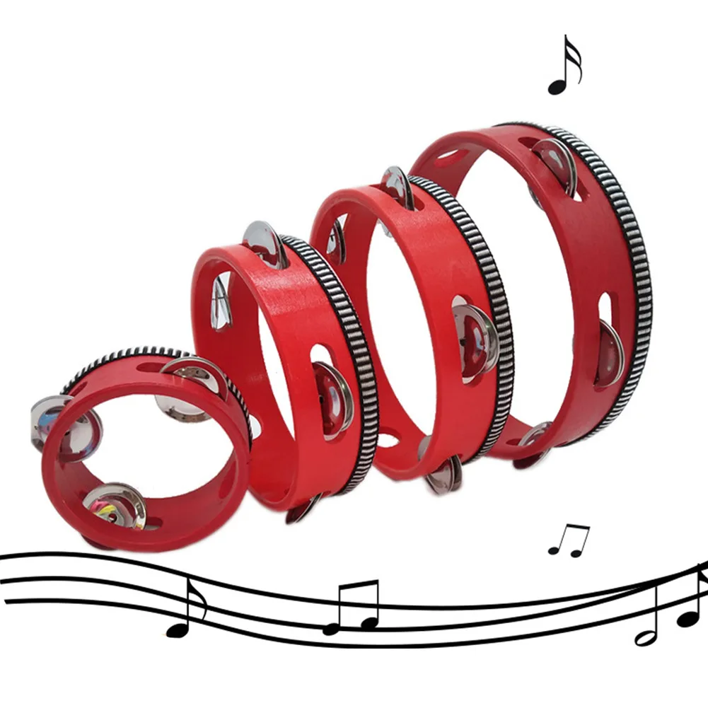 

Tambourine Drum Percussion Hand Drums Educational Toys 4in 6in 8in 10in Red Tambourine For Dancing Concert Party Instrument