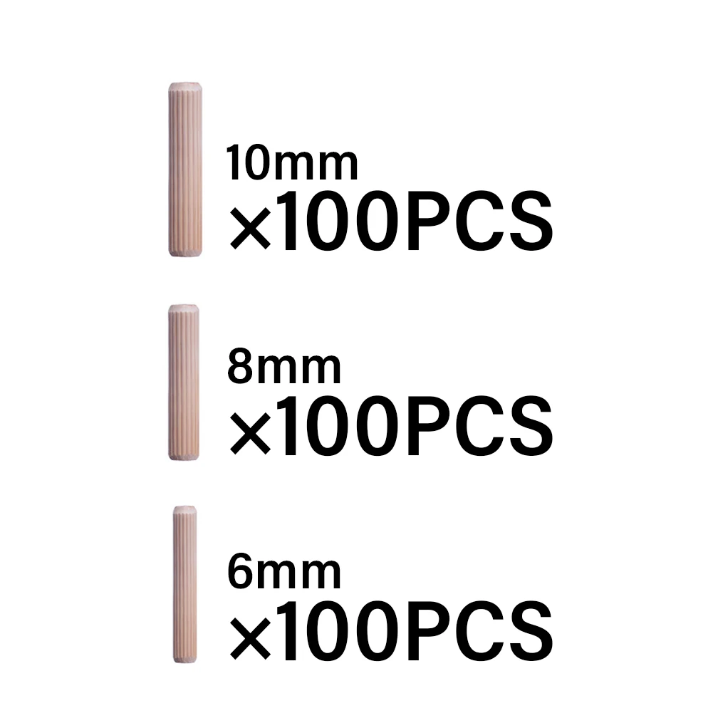 

300pcs/pack Wooden Dowel DIY Grooved Plug Tapered Woodwork Doors Easy Insertion Furniture Straight Craft 6mm 8mm 10mm Pin