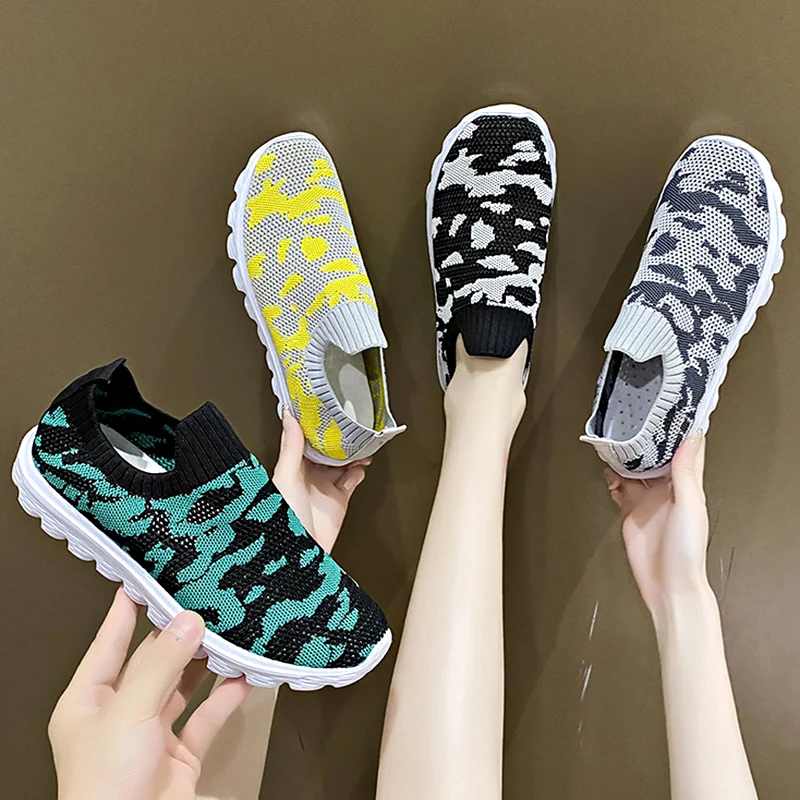 

Leopard Loafers Women Breathable Mesh Sneakers Slip-On Walk Casual Single Footwear Autumn New Light Sports Size 43 Female Shoes