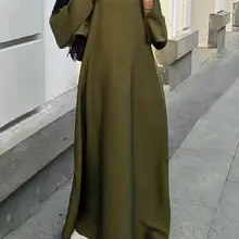 Fashion Satin Sliky Djellaba Muslim Dress Dubai Full Length Flare Sleeve Soft Shiny Abaya Dubai Turkey Muslim Islam Robe WY921