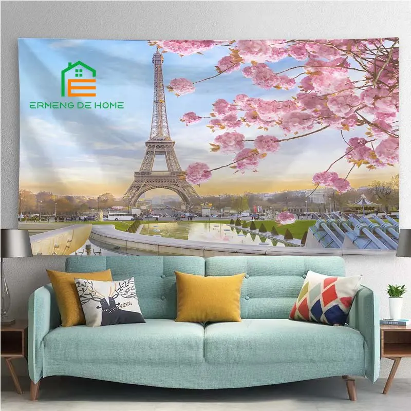 

Eiffel Tower Tapestry Scenic Wall Hanging France Style Wall Tapestries Wall Art Decor Eiffel Tower Tapestry