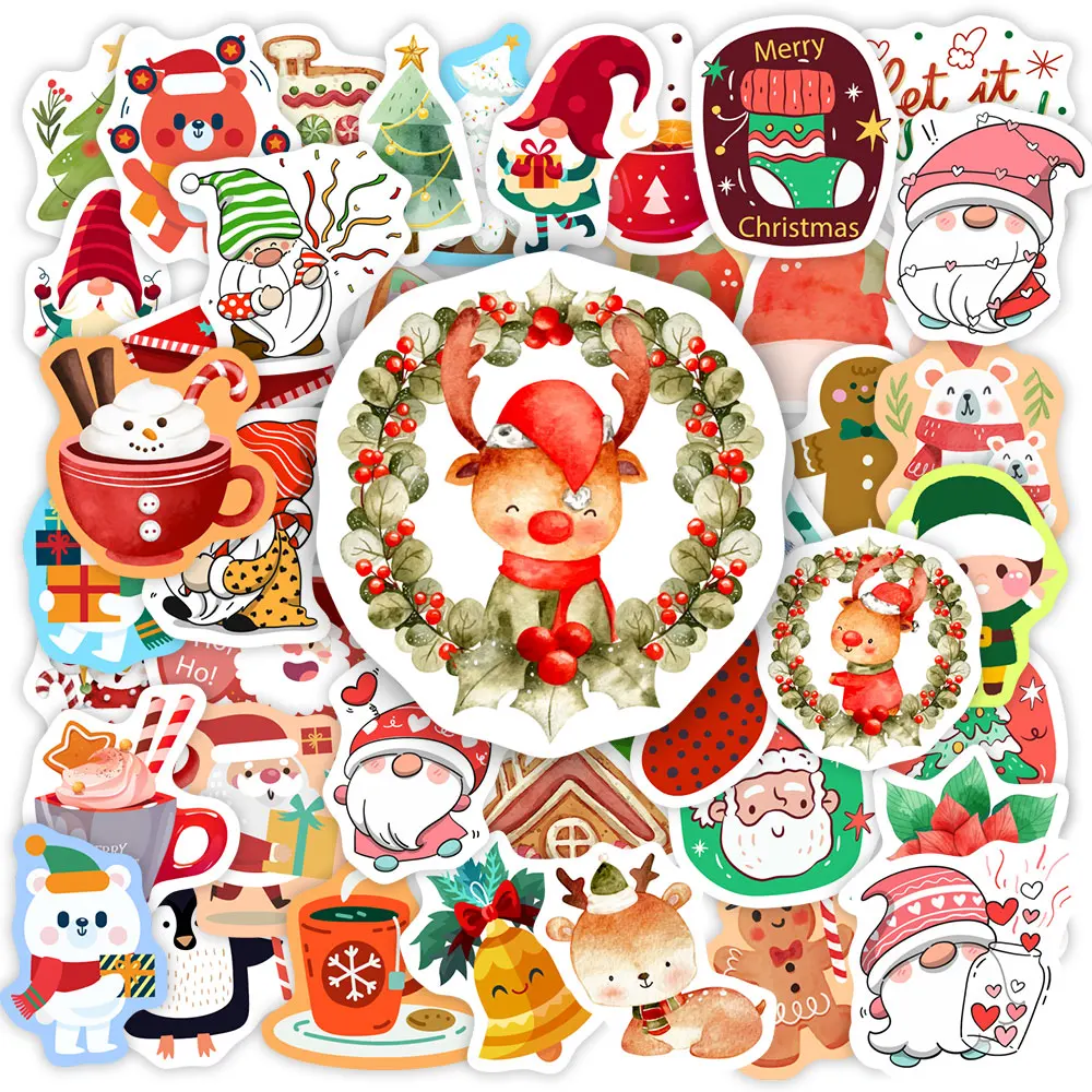 

Рождественские наклейки, милые Мультяшные детские наклейки, сделай сам, скрапбукинг, подарки, декоративные наклейки, ПВХ водонепроницаемые забавные игрушки, новый год