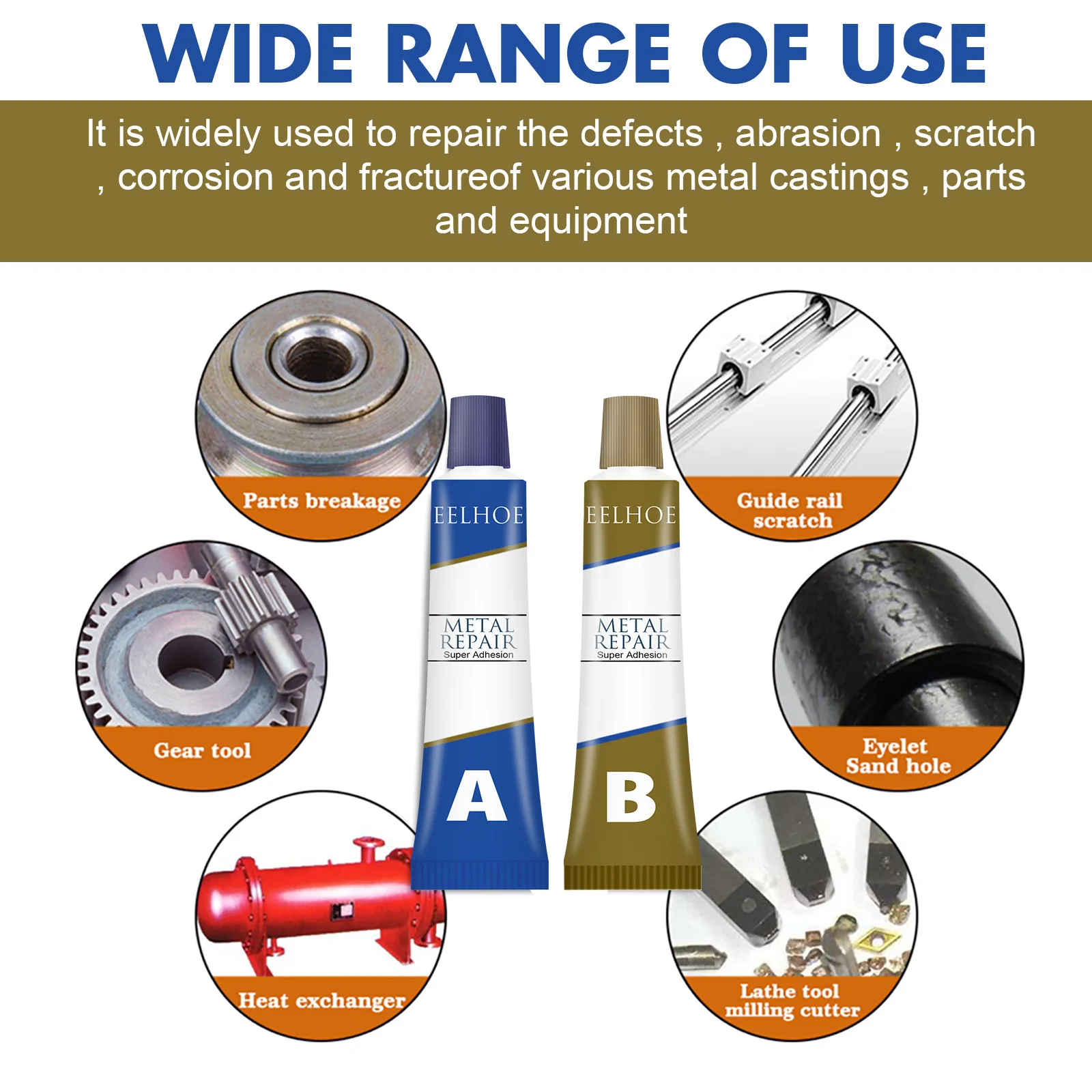 Металлический клейкий для ремонта супер клей Быстросохнущий Водонепроницаемый