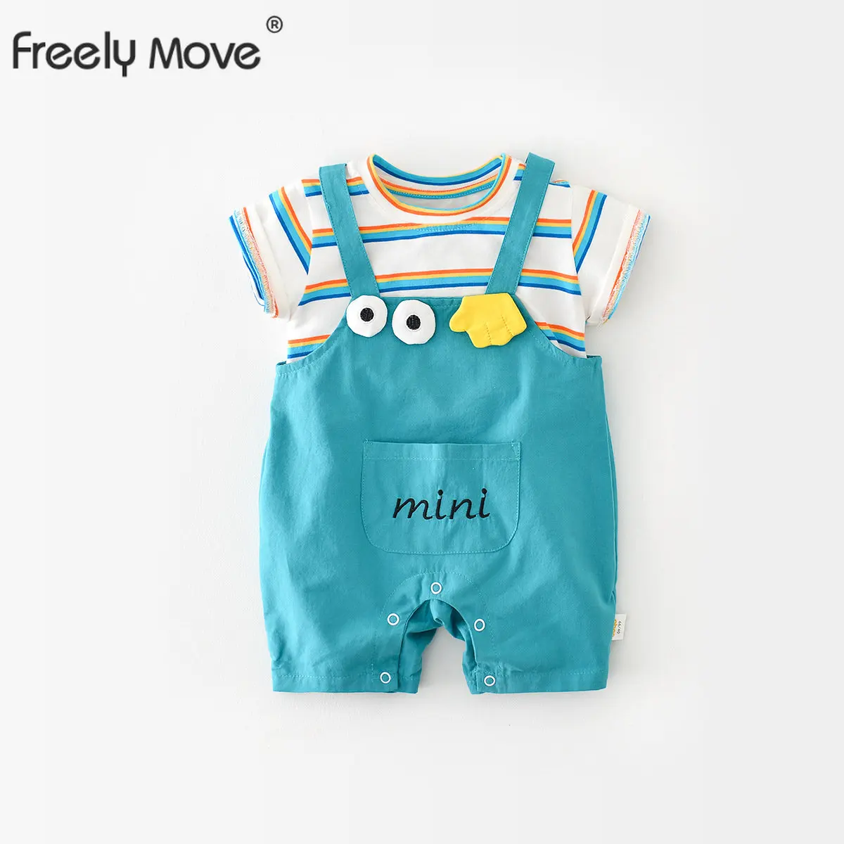 

Комбинезон с коротким рукавом для новорожденных мальчиков и девочек, мультяшный комбинезон, детская одежда, весна-лето