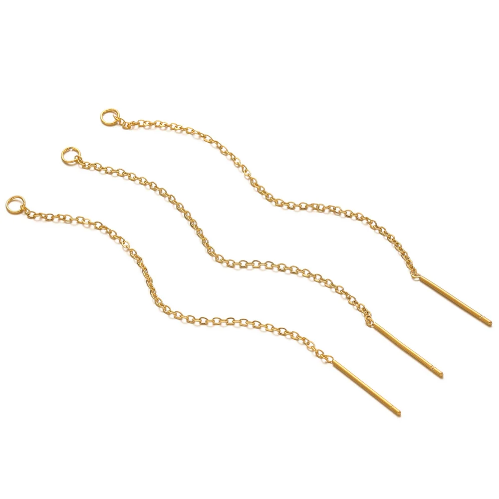 10pcs Gold Color Stainless Steel 8cm Long Chain Ear Line Earrings Earwire Women Drop Dangle Earrings Jewelry Making DIY