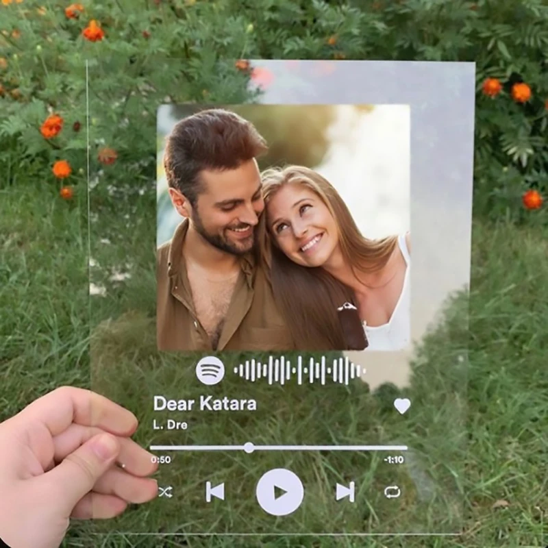

Customized Photos Acrylic Board Spotify Code Private Custom Couple Photo Frame Personal Music Plaque Boyfriend Girlfriend Gift