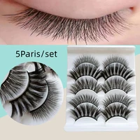 5 pairs of 3d handmade soft and charming false eyelashes naturally long to create perfect eye makeup thick cross eyelashes
