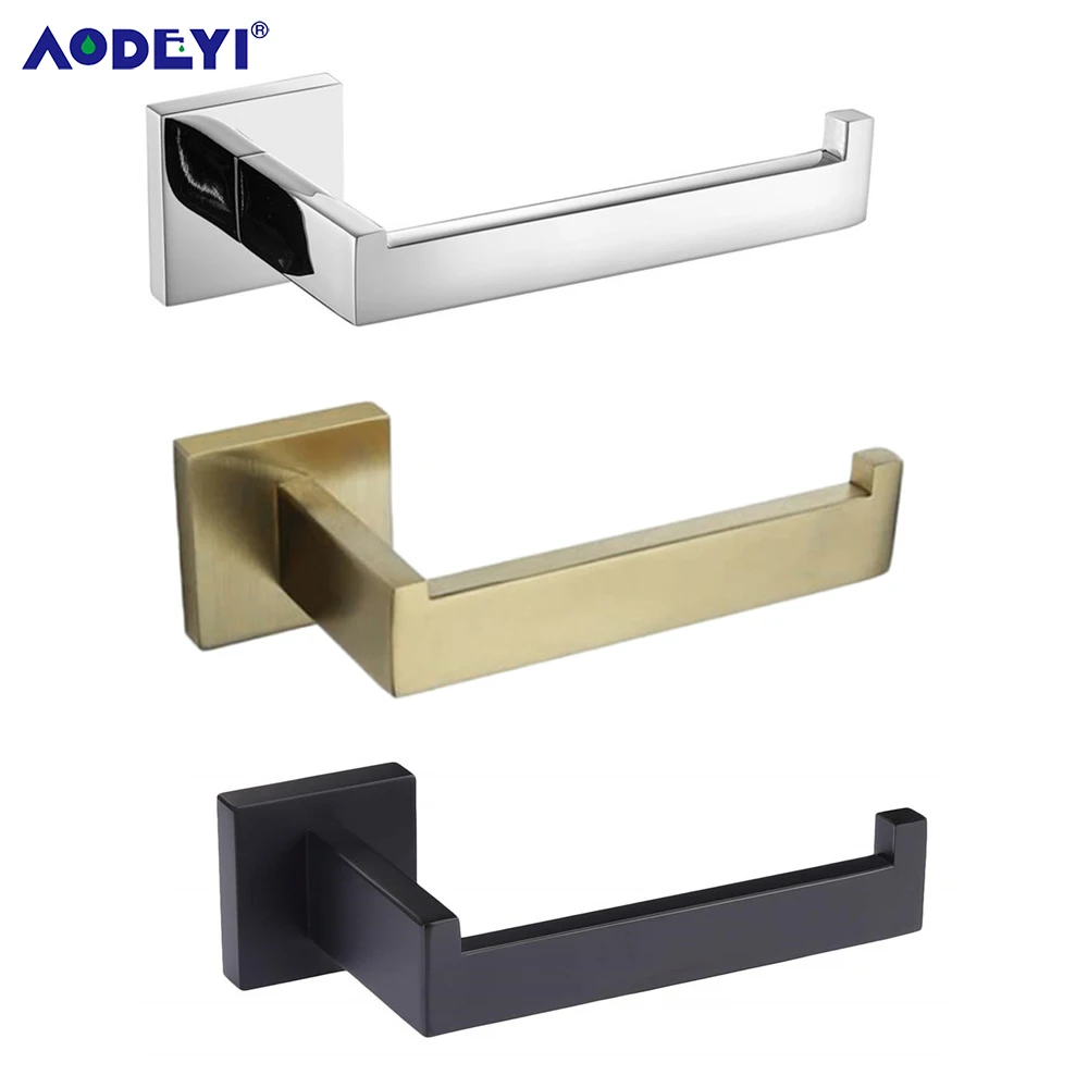 Matte Black Toilet Paper Holder Wall Mount Tissue Roll Hanger 304 Stainless Steel Bathroom Accessories Brushed Gold