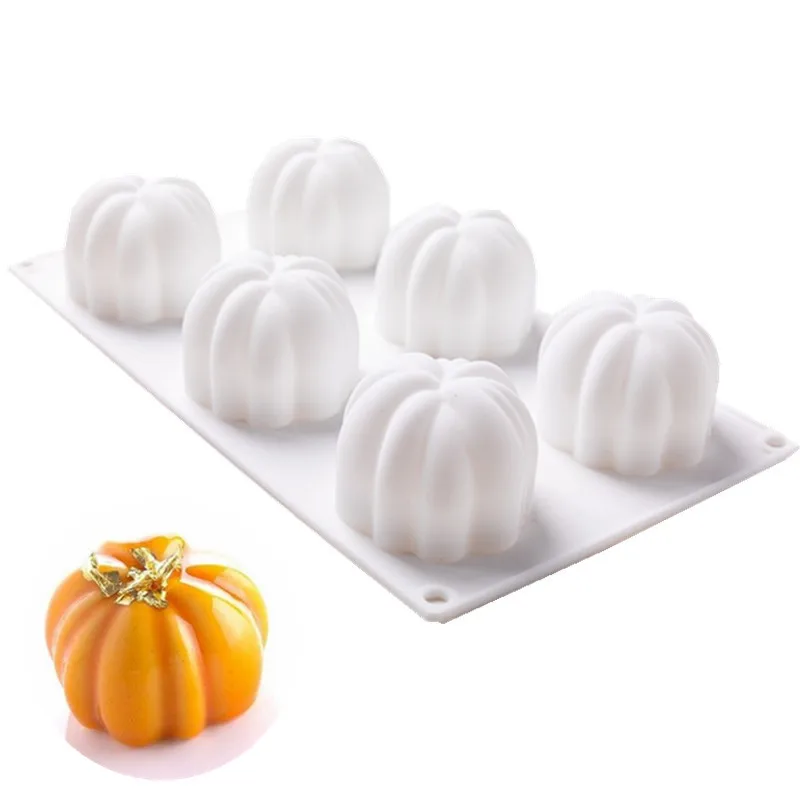 

6 Pumpkins Mousse Mould Halloween Pumpkin Cake Mold Dessert Cake Chocolate Biscuit Mould baking accessories white silicone mold