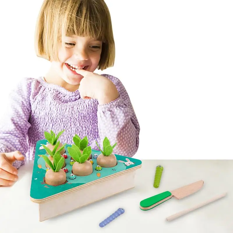 

Carrot Harvest Toy Toddler Montessori Toy Educational STEM Fine Motor Skills Montessori Worm Catching Toy For Kids Girls Boys