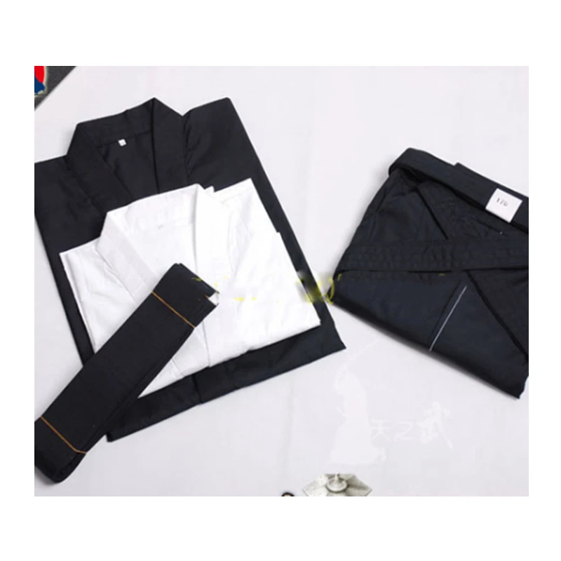 Iaido Iao Uniform 4-pieces Sets Tops Jacket Shitagi Underwear Hakama Obi Belt for Men Women Japanese Martial Art Samurai Costume
