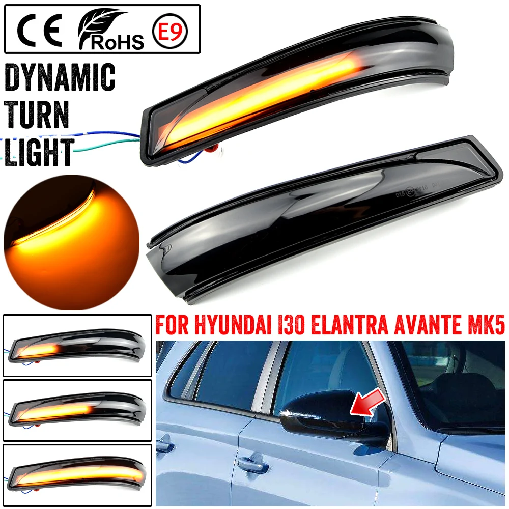 

2pcs LED Dynamic Mirror Indicator Light For Hyundai Elantra GT Avante MK5 MD UD 2011-15 Veloster i30 GD Flowing Turn Signal Lamp