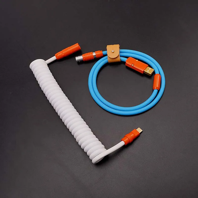 

Механическая клавиатура с спиральным кабелем, USB-кабель с тематикой небесного замка, оранжевый Авиатор с боковой катушкой, обновленный трос из ТПУ для MKB