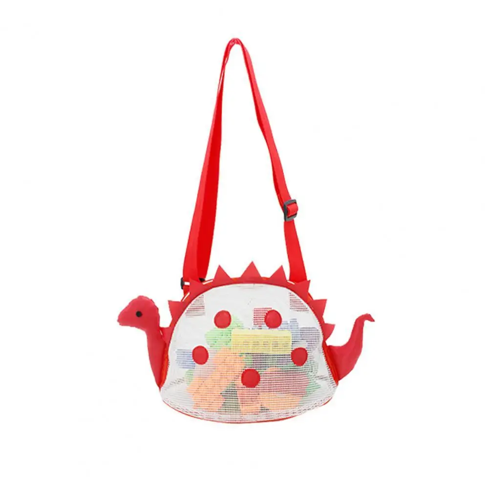

Mesh Beach Bag Adjustable Shoulder Strap Portable Cartoon Dinosaur Children Sand Away Shell Toy Storage Bag for Boys and Girls