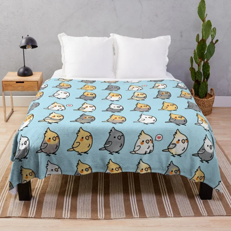 

Chubby Cockatiel Collection Throw Blanket large knitted plaid blankets sofas of knitted decoration