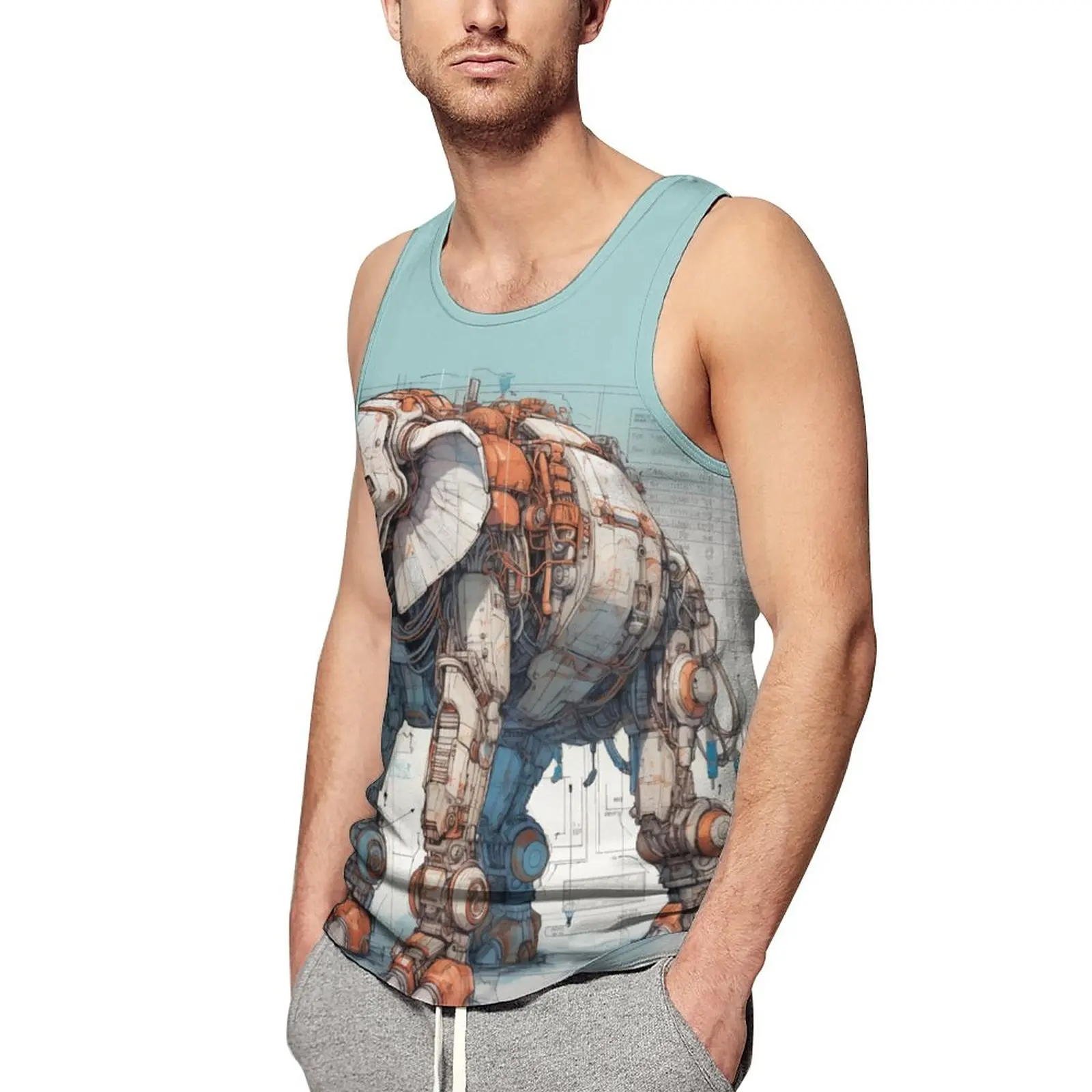 

Мужская футболка без рукавов, с принтом слона