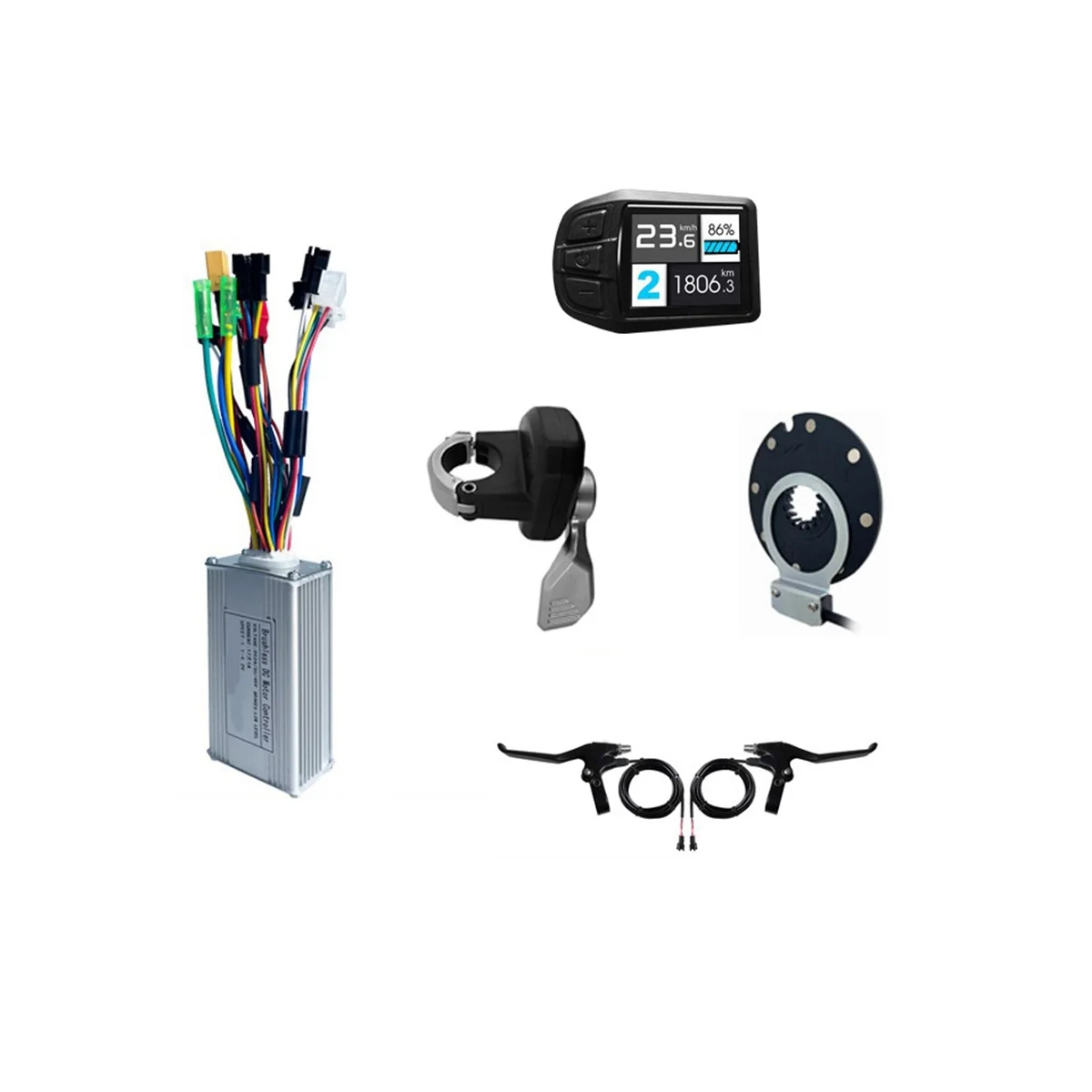 

17A 3-Mode Controller Kit 36V 48V 350W for Electric Bicycle Motor Conversion Kit with UKC3 Display Gauge Dial Grip