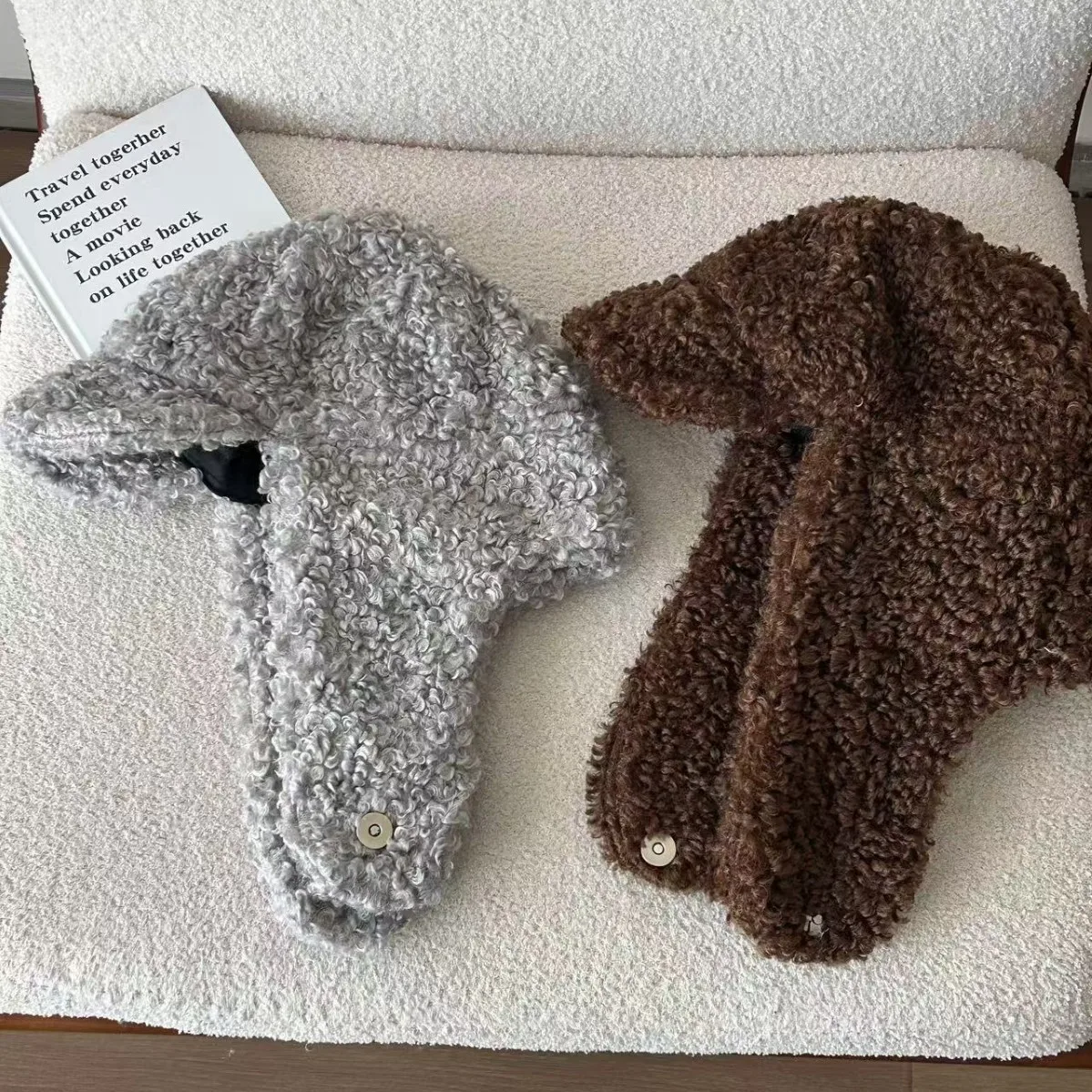 Русская шапка-ушанка корейская однотонная женская зимняя шапка уличная вязаная