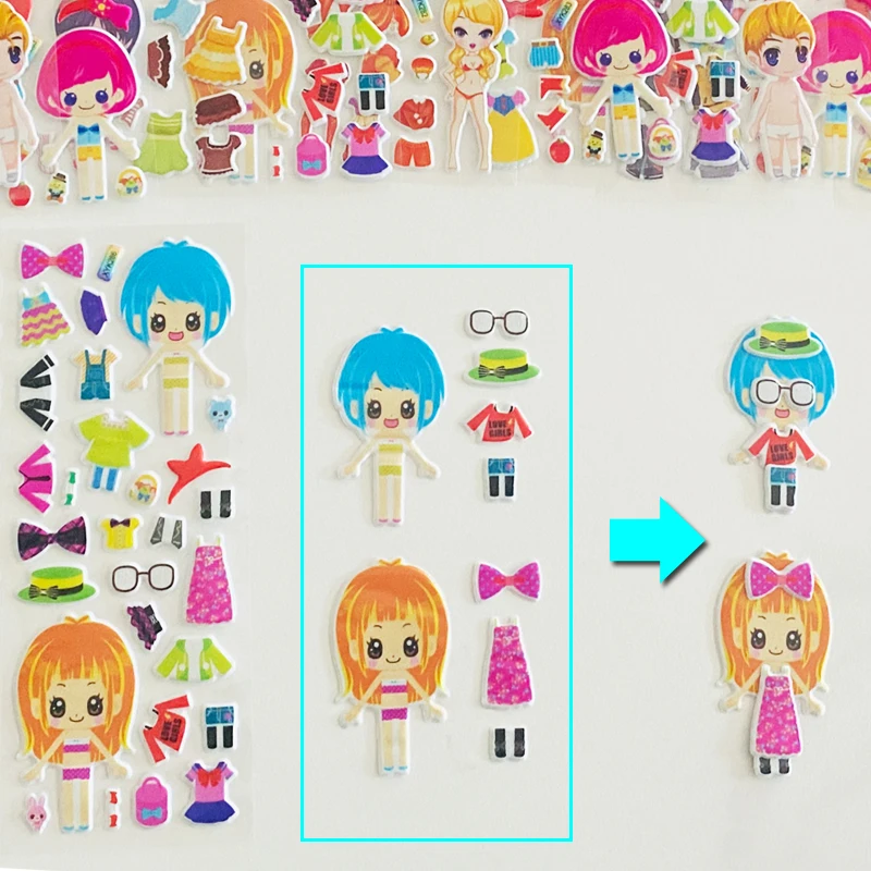 6 листов наклейки на одежду для девочек |