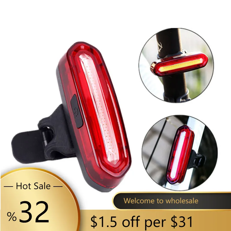 Bike Bicycle Lamp Rechargeable LED USB COB Mountain Bike Tail Light Taillight MTB Safety Warning Bicycle Rear Light 2022