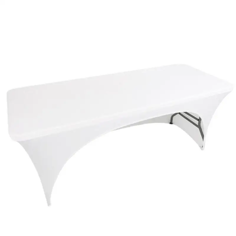 

Rectangle Stretch Table Cover Anti Fade Polyester Tablecloth Elastic 6FT Machine Washable Quick Drying Solid Color Table