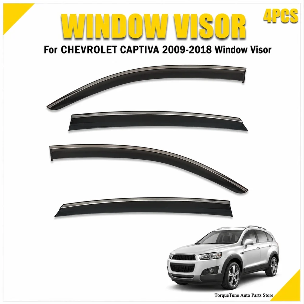 Фото Дефлекторы окон (ветровики) премиум-класса для CHEVROLET CAPTIVA 2009-2018, защита от дождя и солнца №1
