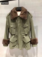 winter new womens fur coat detachable wool liner slim adjustable waist high quality elegant casual parkas female jackets