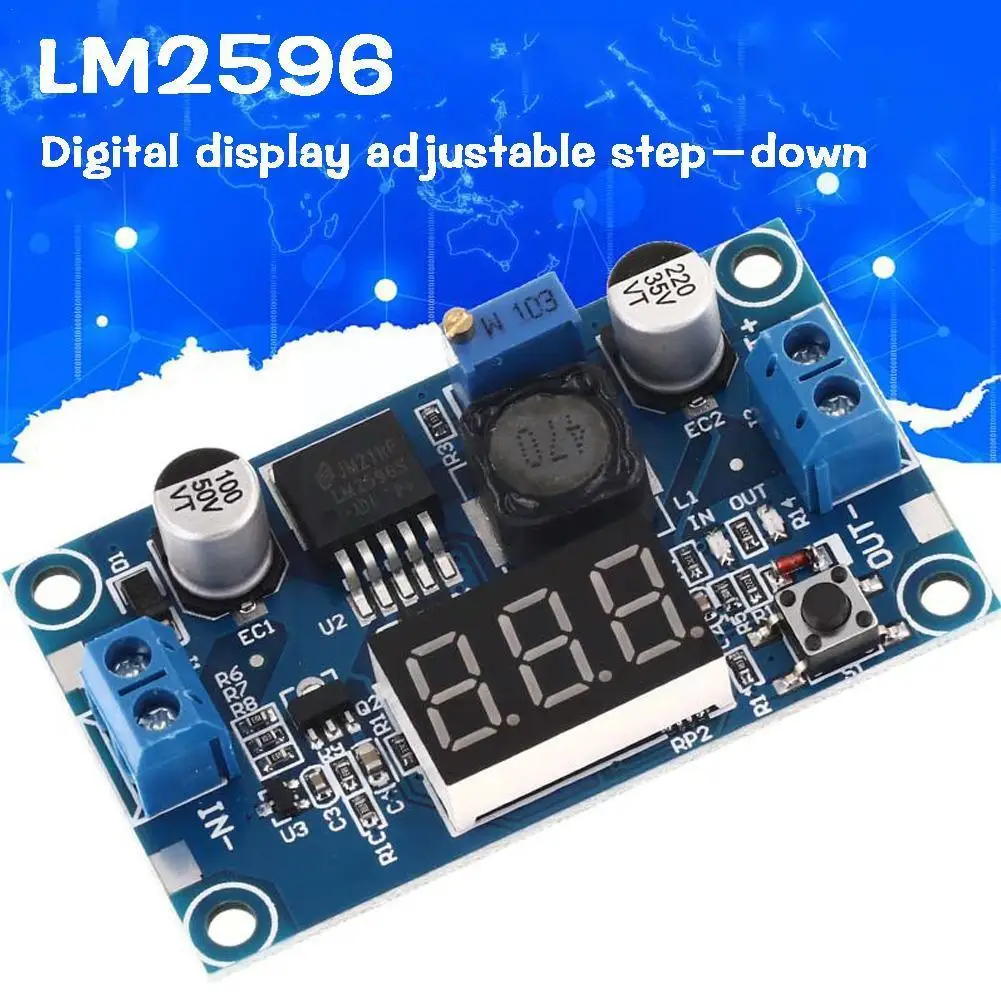 

Lm2596 - Adjustable Step-down Power Module Regulator Led Board Voltmeter Display C7k1