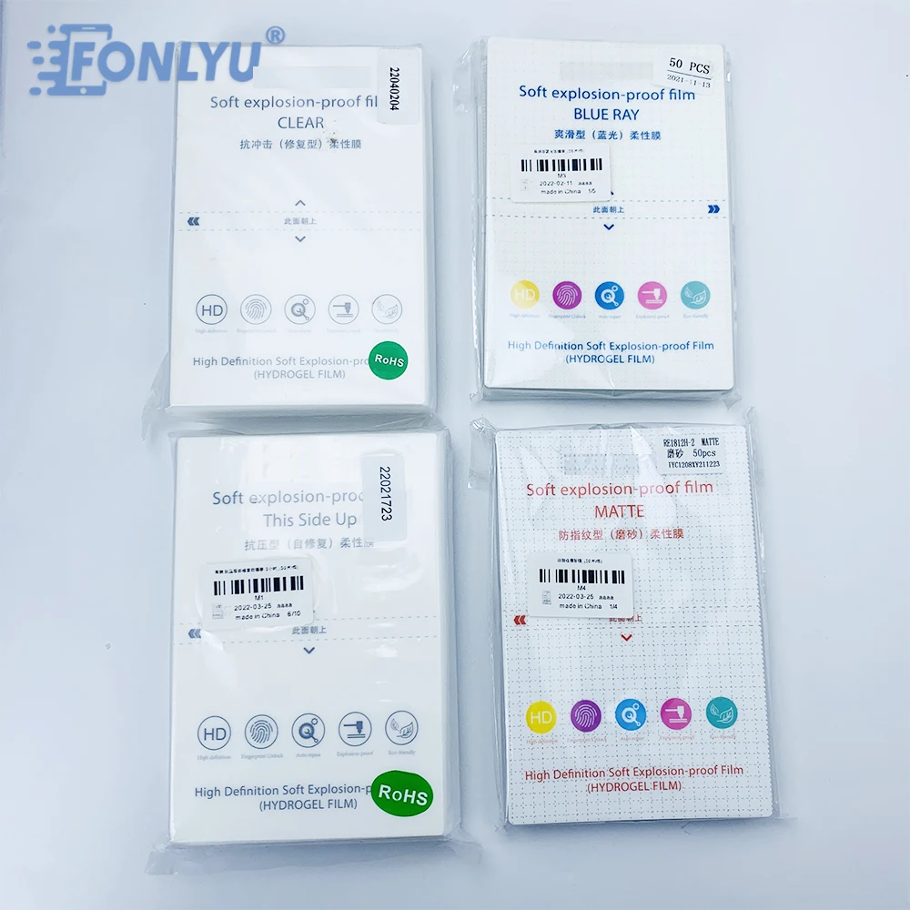 

50pcs HD Hydrogel Film For All Phone Protecting Film Cutting Machine Matte/Anti Blue-Ray/UV/Privacy TPU LCD Screen Protector