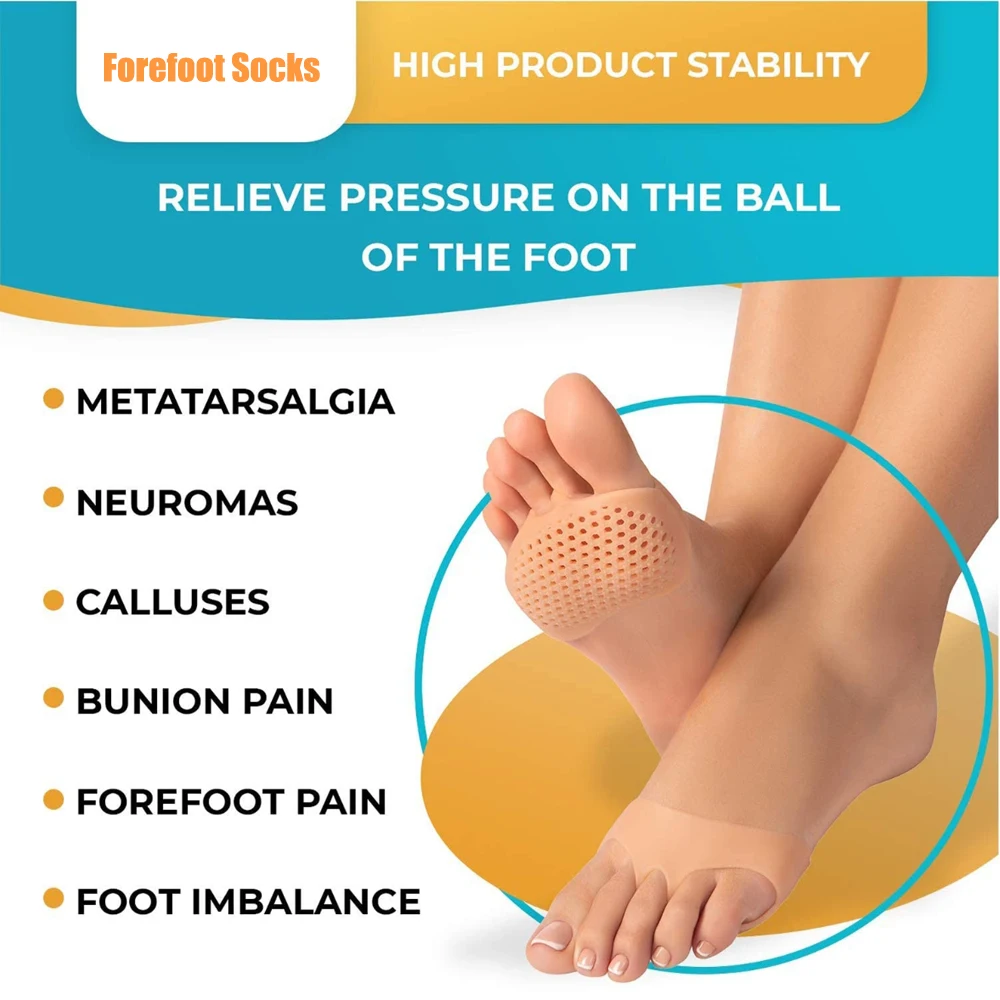 Silicone Insoles for Shoes Women Sandals High Heels Insert Foot Pain Relief Massage Shoe Cushion Forefoot Socks Metatarsal Pads