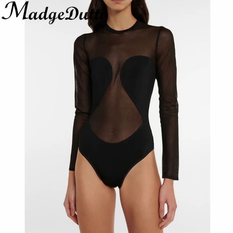 12.6 MadgeDutti Fashion O-Neck Long Sleeve Knit Spliced Velvet Slim Playsuits Women