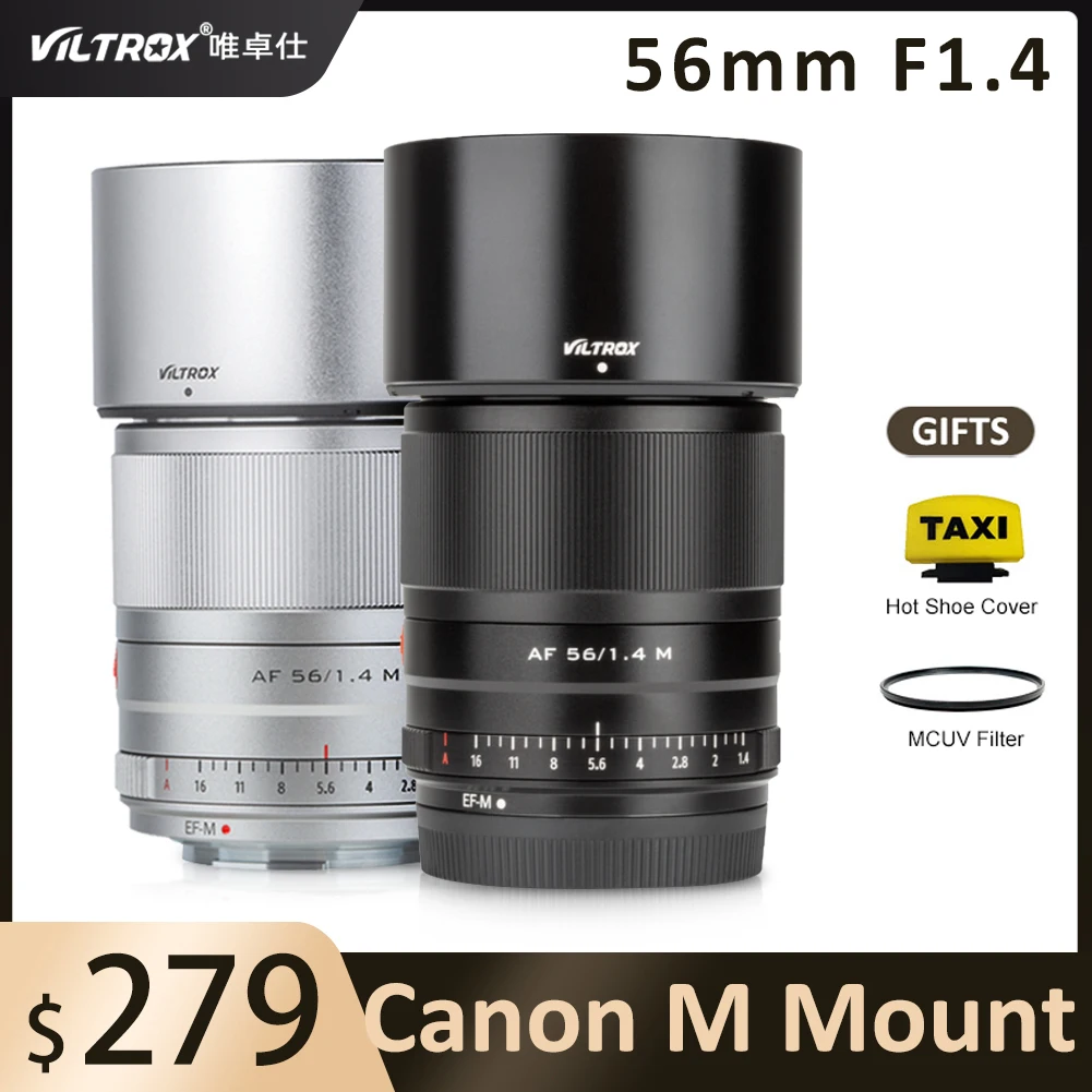 

VILTROX 56 мм F1.4 APS-C Большая диафрагма Автофокус портрет Prime Canon EF-M объектив для Canon EOS M Series беззеркальные камеры M10