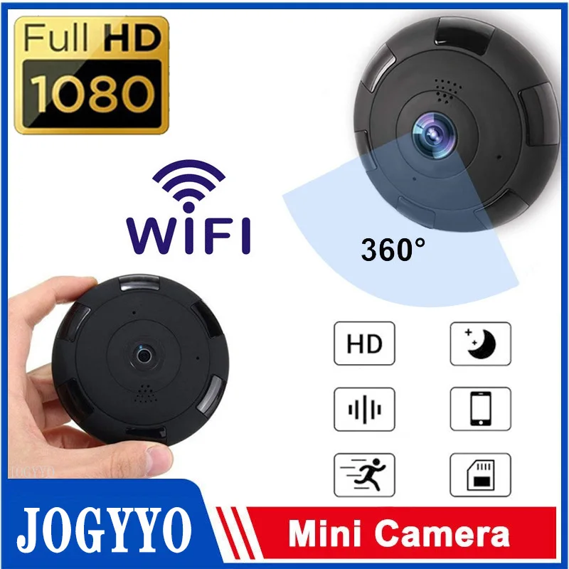 

Панорамная мини-видеокамера с углом обзора 360 °, Wi-Fi, HD, функция ночного видения, обнаружение движения, аудио рекордер, поддержка TF-карты 128 ГБ