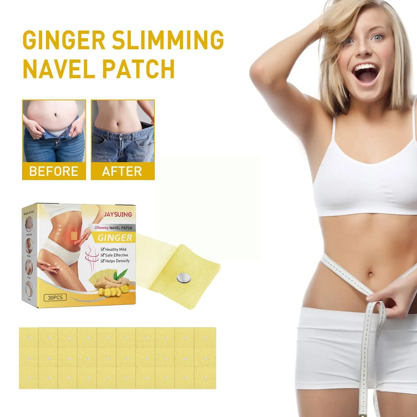 

Имбирная пуговица для сжигания жира, пластырь для похудения на талии для людей с обезьяной кожей, 30 шт. в упаковке, Прямая поставка S1Z5