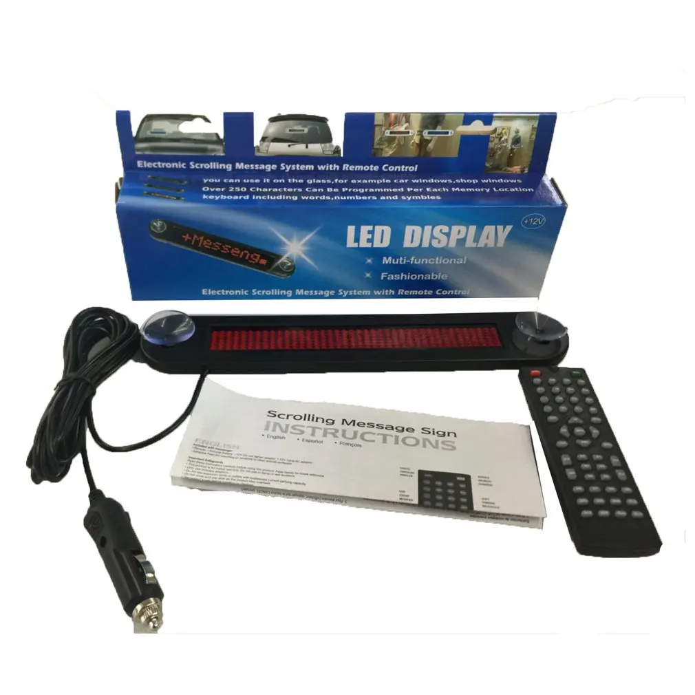 

12V LED Car Sign Programmable Scrolling Red Message Sign Board With Remote Control Mini Advertising LED Screen 7x40 Dots