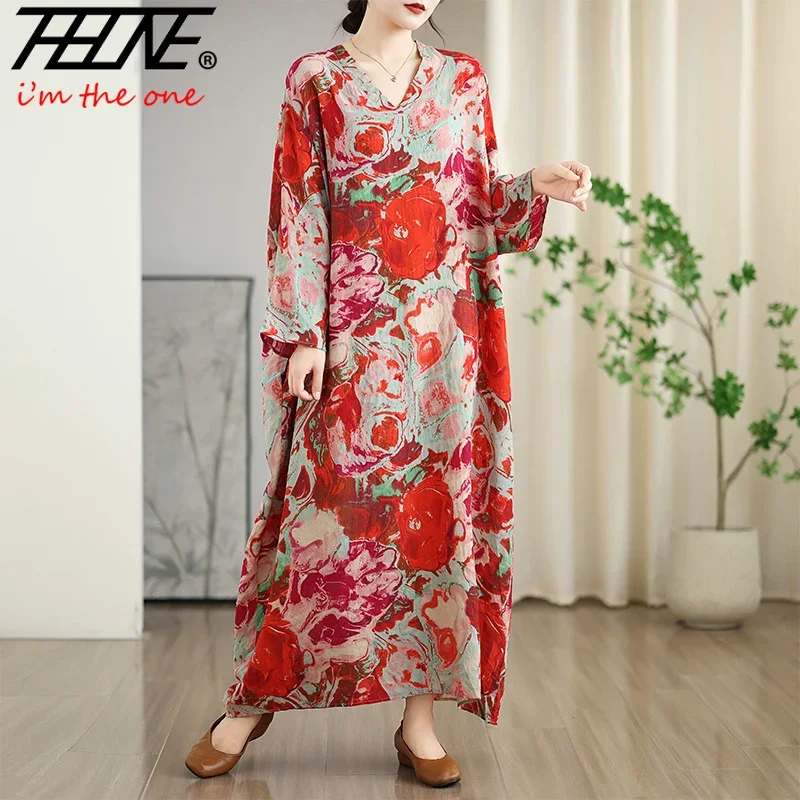 THHONE Новое весенне-летнее платье для женщин 2025 года винтажное свободное с
