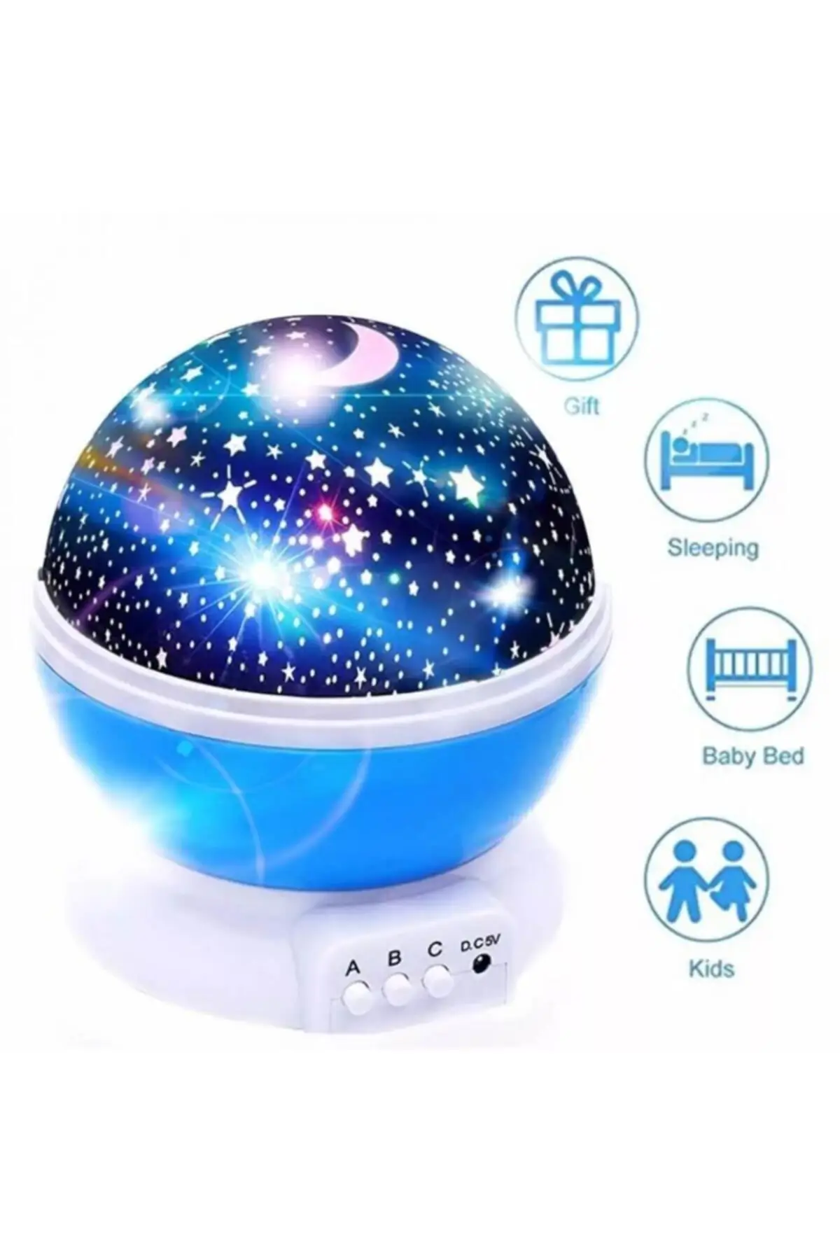 Usbli и Батарея приведенный в действие синий Starmaster 360 вращения ночника звезды луна