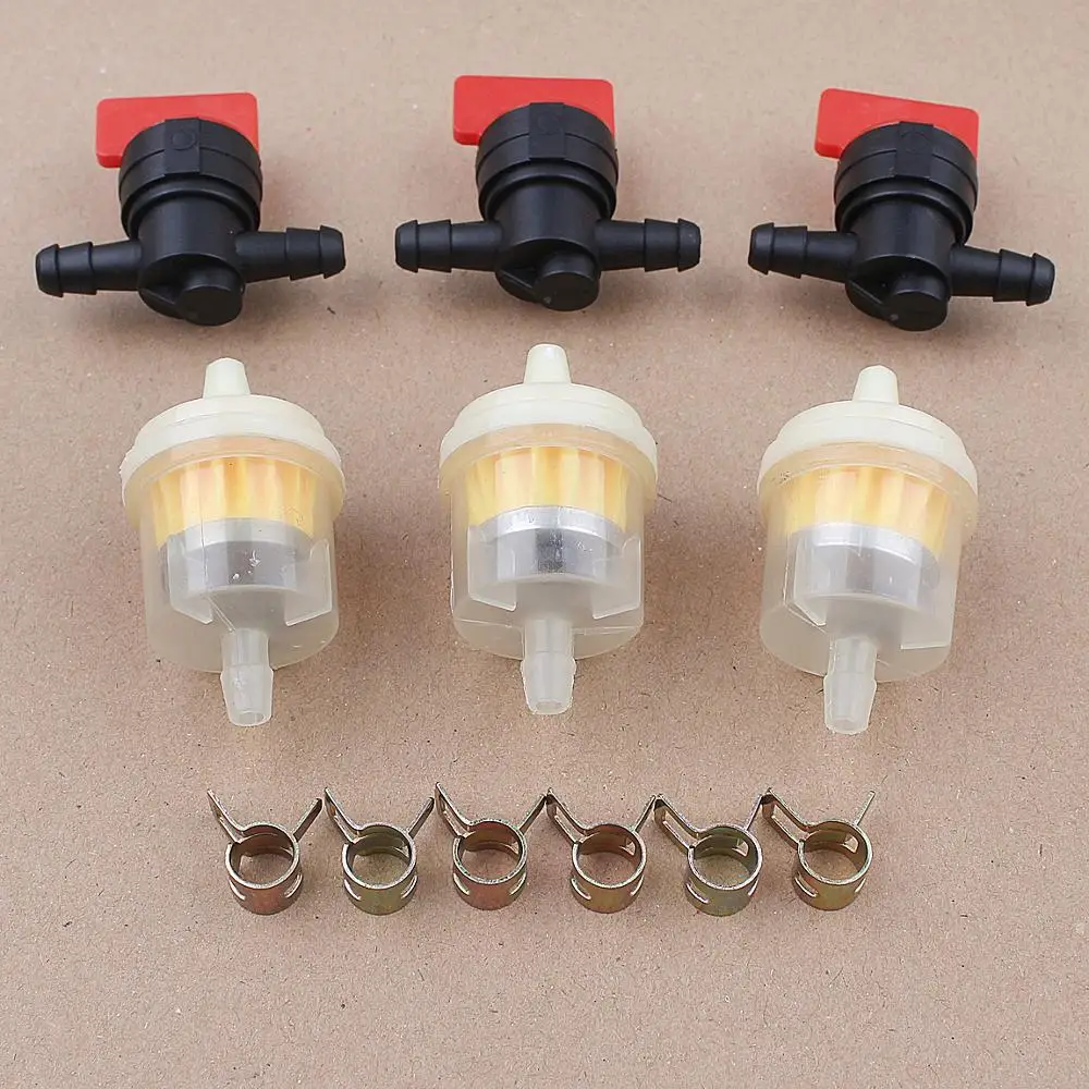 3 комплекта 1/4 дюйма в строке фильтр топливного газа Off клапанные ЗАЖИМЫ ДЛЯ Briggs &amp