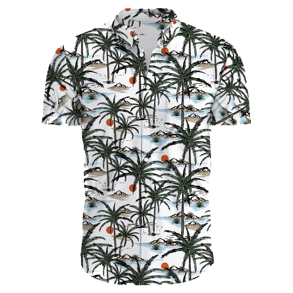 

Summer Casual Fashion 3d Print Shirt For Men Loose Beach Shirt Tops Short Sleeve Coconut Tree Printed Hawaiian Style Men's Shirt