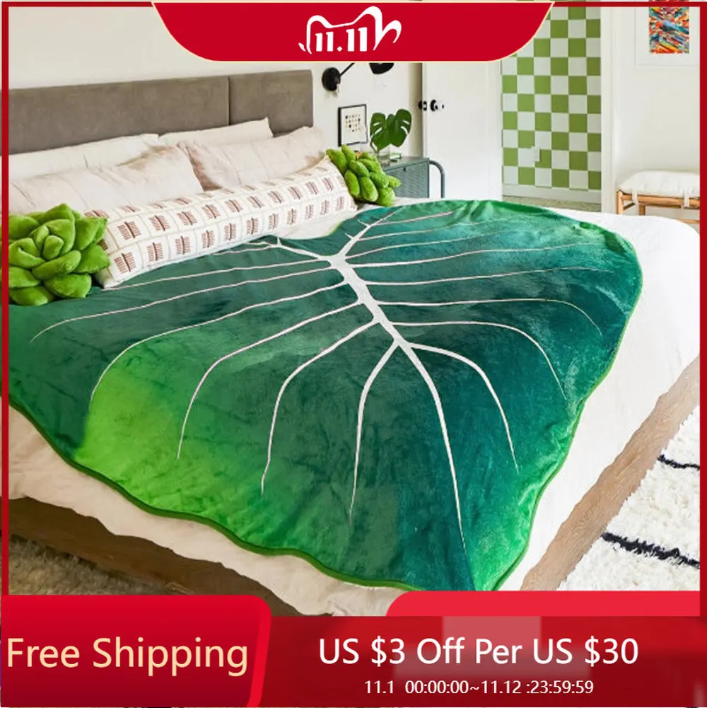 

Super Soft Giant Leaf Blanket for Bed Sofa Gloriosum Plant Blanket Home Decor Throws Warm Sofa Towel Cobertor Christmas Gift