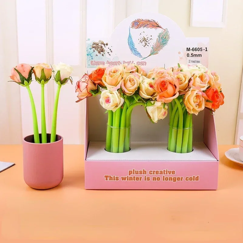 Гелевые ручки с цветами из силикона