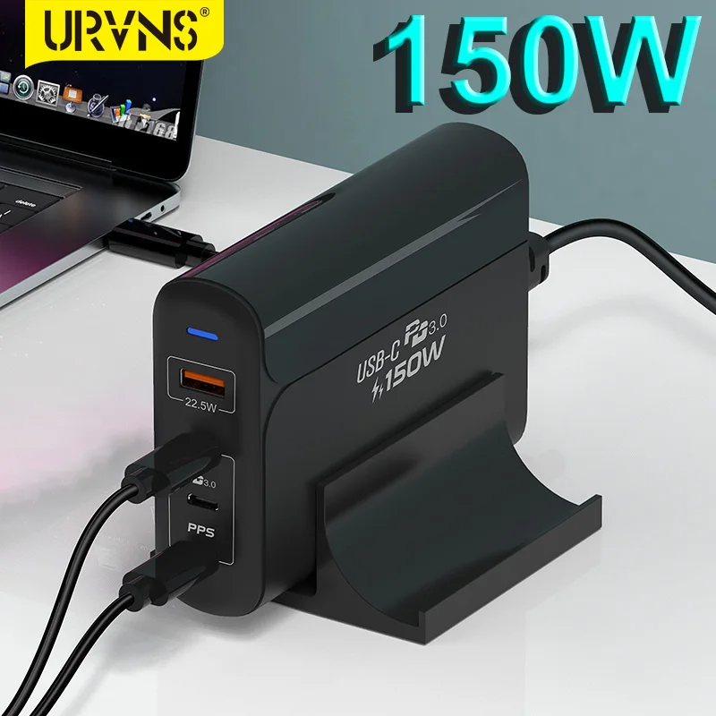 URVNS 150W 4 Ports USB Charging Station Multiport Laptop Power Adapter GaN PD USB C Fast Charger for MacBook Pro, iPhone, Pixel