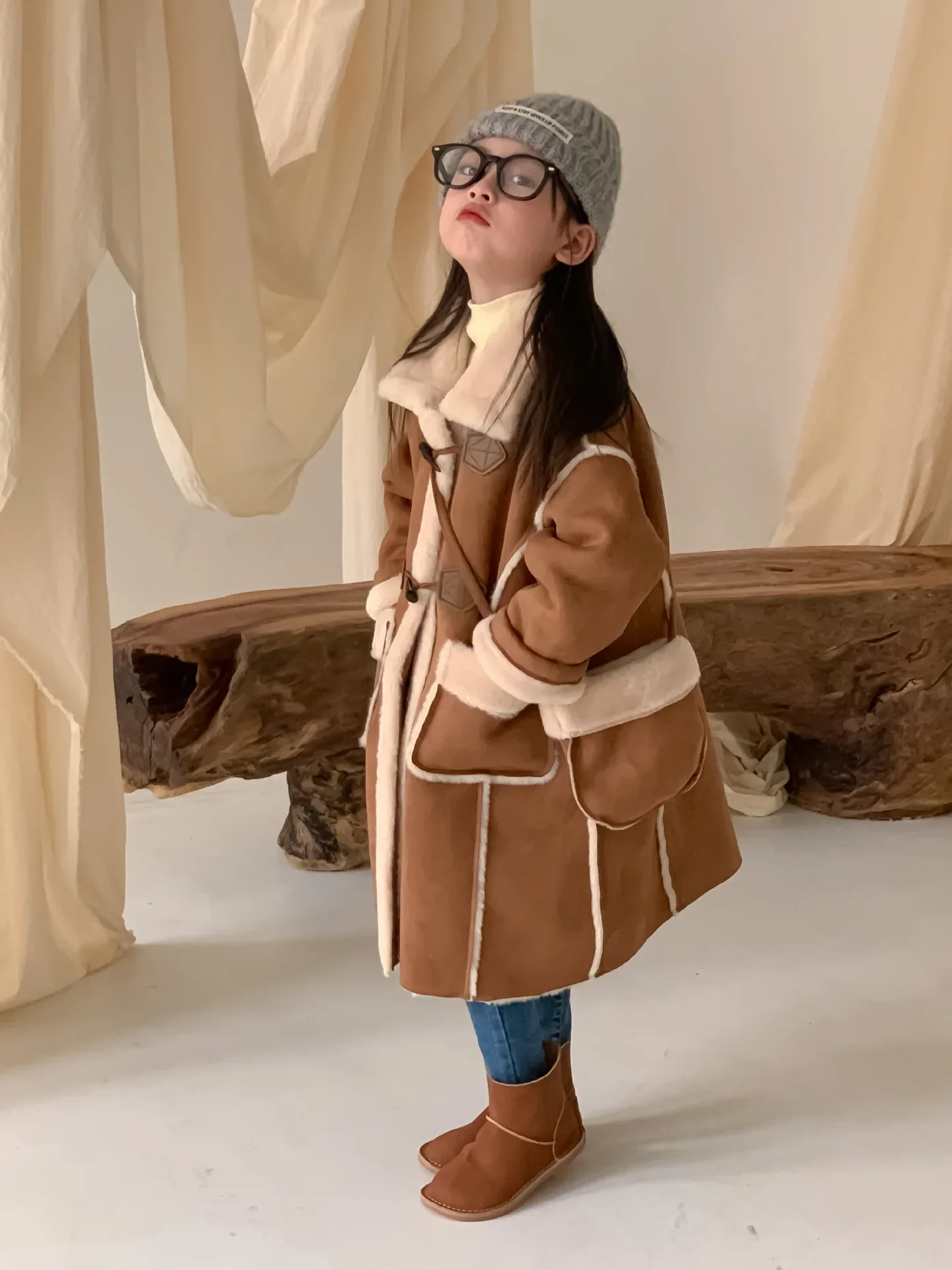 Пальто для девочек новинка 2024 зимняя детская одежда плотное длинное пальто в