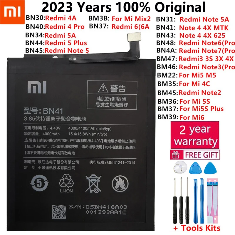 

Xiao Mi Original Battery For Xiaomi Mi Redmi Note 3 K3 3S 3X 4 4X 4A 5 6 5A 6A 7 Mi5 Mi 4C 5X Mi6 K30 Poco F2 Plus Pro Batteries