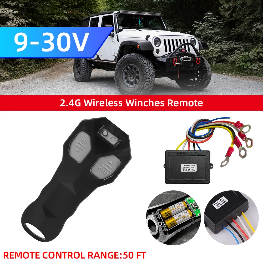 

12-24V 98 feet/ 30 m Universal Car Wireless Winch Crane Remote Control Controller With Twin Handset Remote Range blue color