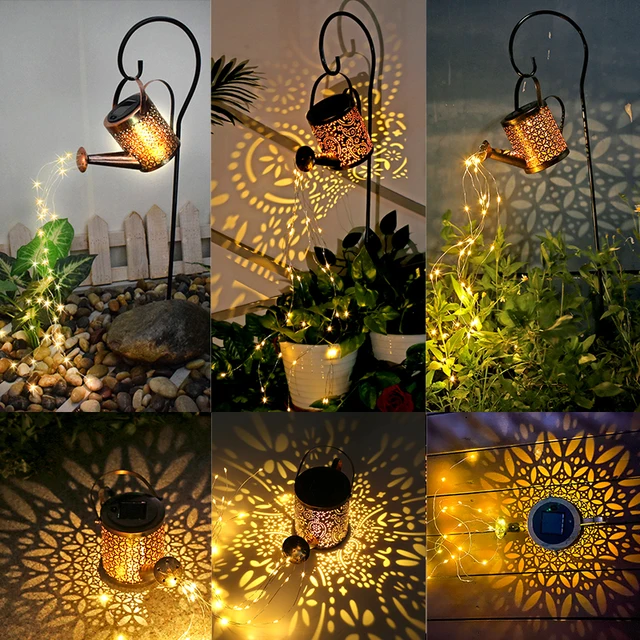 Solar led watering can lamp garden decoration outdoor ornaments for yard garden patio solar fairy light string decorative lights