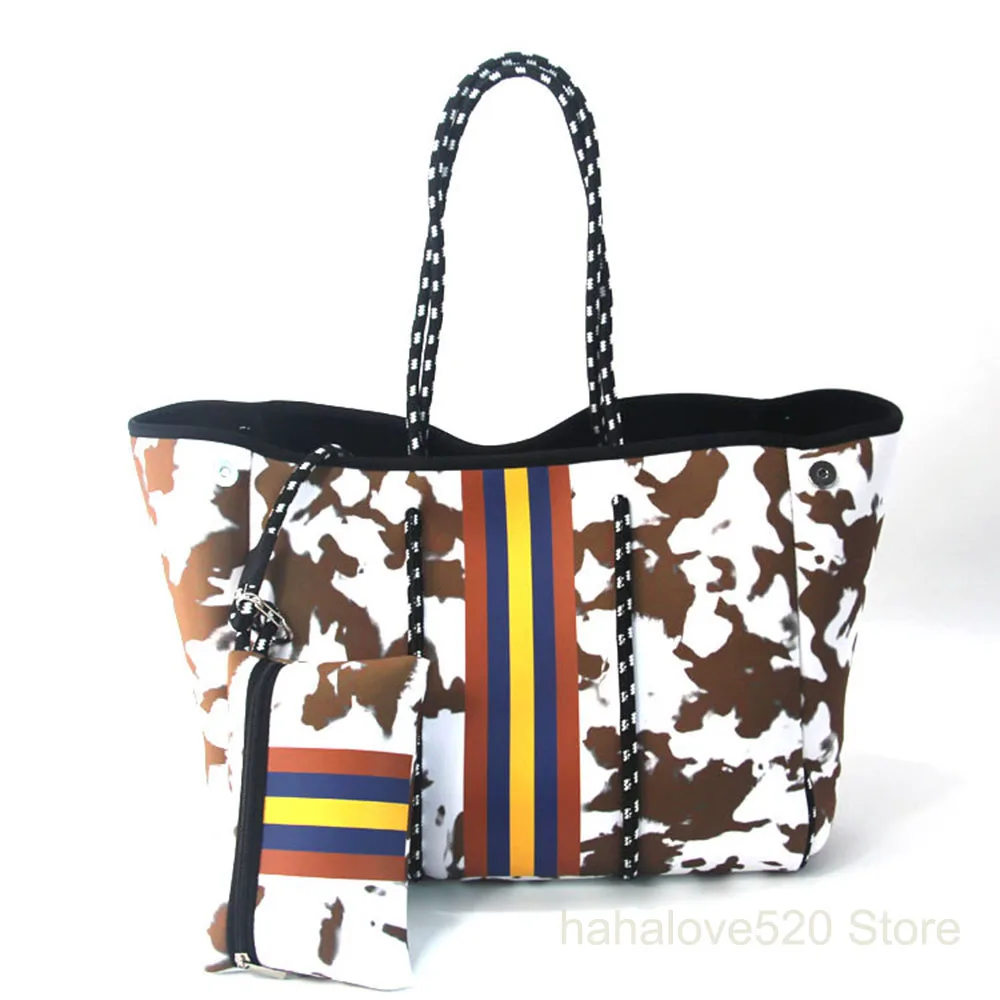 

European American Tote Handbag Ladies Bag Neoprene Beach Bags Summer Large-capacity Shoulder Bags Waterproof Travel Bag Vacation